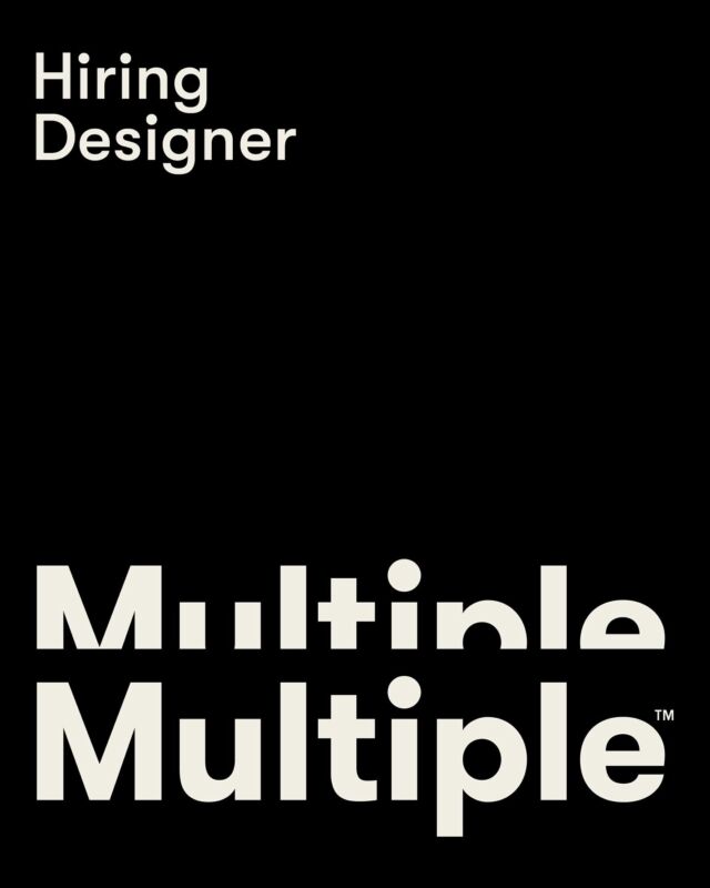 Are you a talented, self-driven, junior to mid-level multi-disciplinary designer interested in creating well crafted, thoughtful and intelligent design solutions?

Do you relish working across traditional, digital and spatial mediums for cultural and corporate clients?

If so, we’d love to hear from you.

Send your CV and a link to your online portfolio to: careers@multiple.studio

#wearehiring #wearemultiple #hiring #melbourne #designer #melbournedesign #graphicdesigner